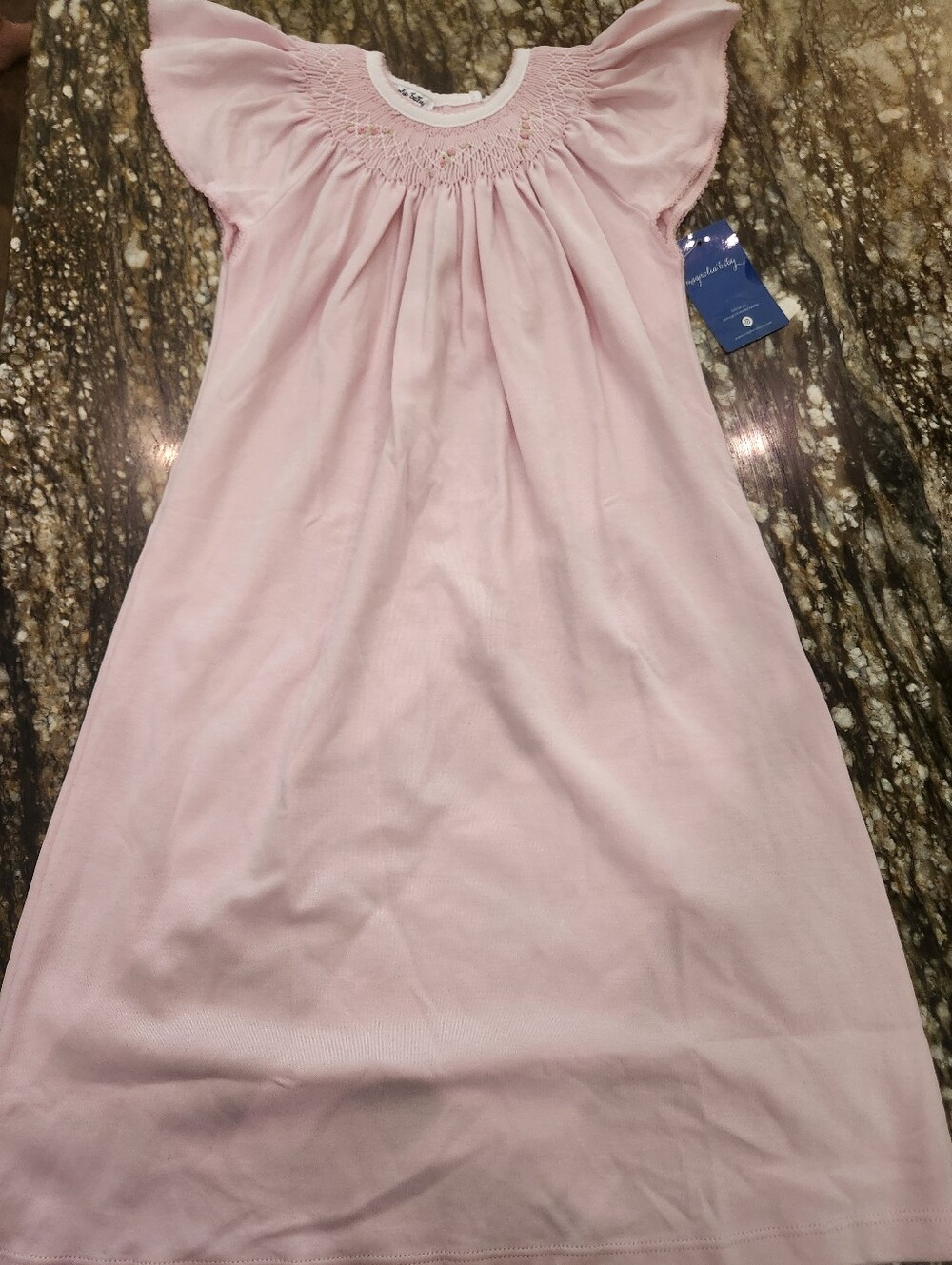 Kids Pink Smocked Flutter Sleeve Dress